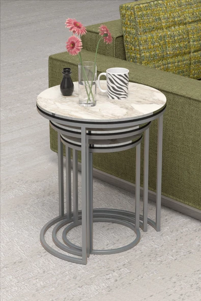 ZİGON SEHPA C LÜX ÇİFT GÜMÜŞ EFES - Resim 3