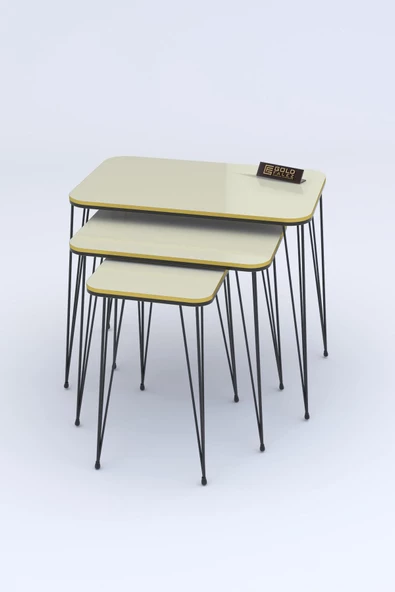 Zigon Sehpa Kr Çift Krem Tel Siyah Ayak - Resim 2