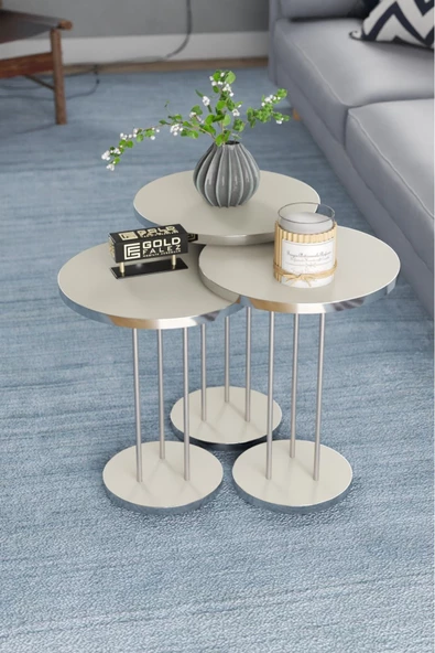 Zigon Sehpa Terra Gümüş Krem ürün görseli 1