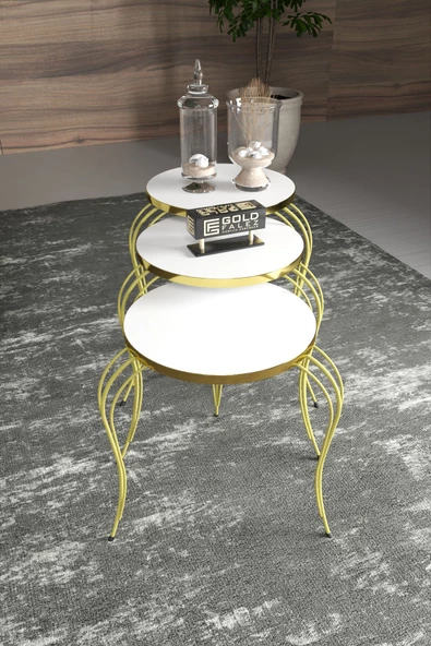 ZİGON SEHPA LÜKENS GOLD BEYAZ ürün görseli 1