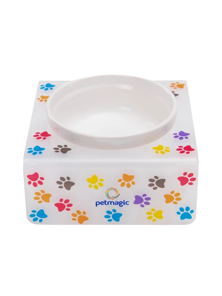 Petmagic Akrilik Beyaz Seramik Tekli Evcil Hayvan Kedi ve Mini Irk Köpek Mama Kabı-Mat Pati - 2