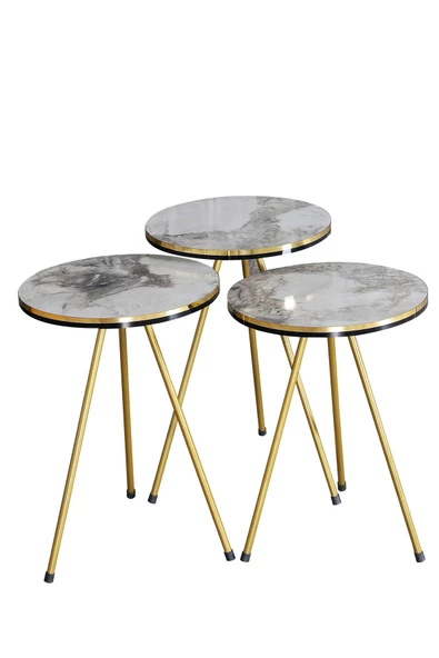 Zigon Sehpa Efes Metal Ayak Çift Gold - Resim 2