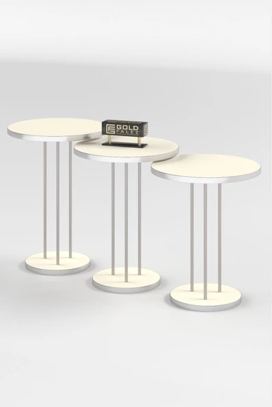 Zigon Sehpa Terra Gümüş Krem - Resim 3