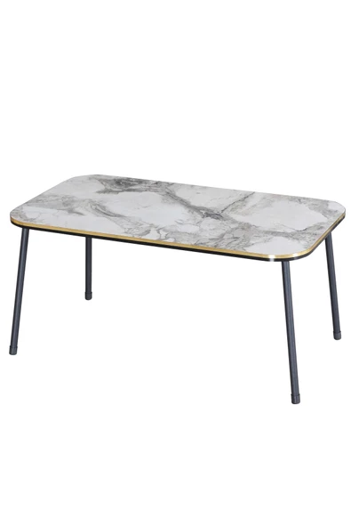 Orta Sehpa Kr Siyah Metal Ayak Çift Altın Bendir - Resim 6