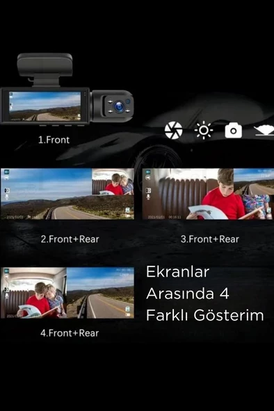 Araç Kamerası Araç İçi Ön Arka Cam Kamera 1080P Full Hd Geniş Açılı Araba Tır Kamerası - 12
