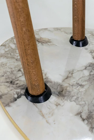 Orta Sehpa Ahşap Torna Ayak Elips Efes Altın - 3