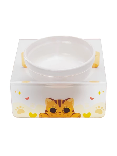 Petmagic Akrilik Beyaz Seramik Tekli Evcil Hayvan Kedi ve Mini Irk Köpek Mama Kabı-Şeffaf Cat - 2
