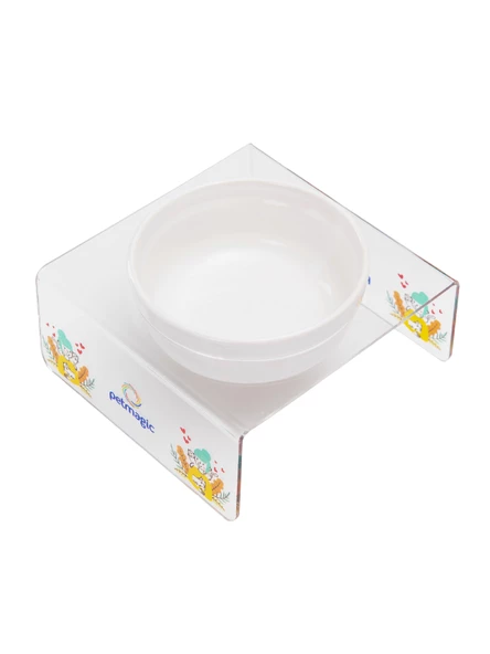 Petmagic Akrilik Beyaz Seramik Tekli Evcil Hayvan Kedi ve Mini Irk Köpek Mama Kabı-Kedili Kız - 3