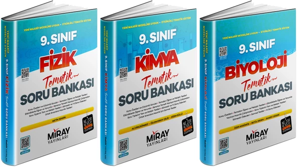 Miray 2025 9. Sınıf Fizik + Kimya + Biyoloji Tematik Soru Bankası Seti 3 Kitap ürün görseli