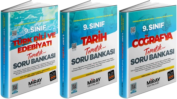 Miray 2025 9. Sınıf Türk Dili + Tarih + Coğrafya Tematik Soru Bankası Seti 3 Kitap