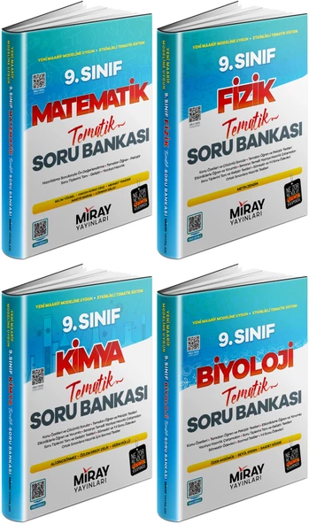 Miray 2025 9. Sınıf Matematik + Fizik + Kimya + Biyoloji Tematik Soru Seti 4 Kitap ürün görseli