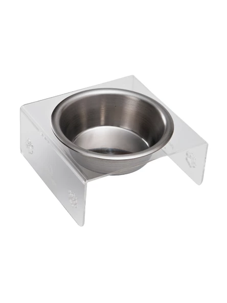 Petmagic Akrilik Çelik Kase Tekli Evcil Hayvan Kedi ve Mini Irk Köpek Mama Kabı-Şeffaf - 3