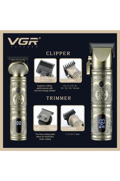 V-670 Metal saç kesim makinesi  profesyonel saç sakal berber seti - 4