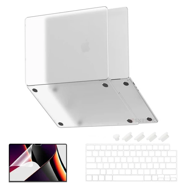 MacBook Pro 13.3 İnç Kılıf M1 / A2338-A2251-A2289, için Dayanıklı Koruyucu Mat Plastik Sert Kılıf  Şeffaf-Set3