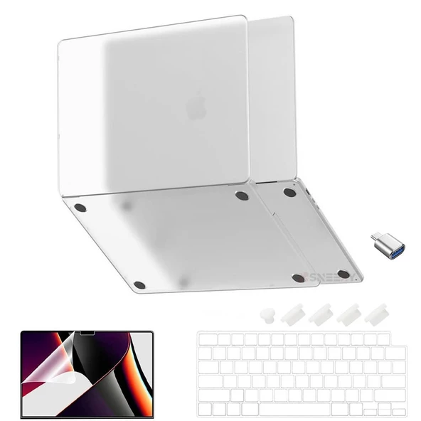 MacBook Pro 13.3 İnç Kılıf M1 / A2338-A2251-A2289, için Dayanıklı Koruyucu Mat Plastik Sert Kılıf  Şeffaf-Set5