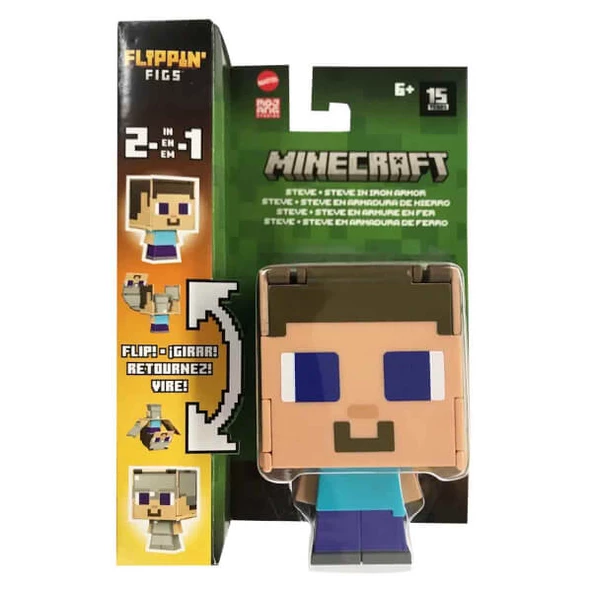 Minecraft Flipping' Figs 2in1 Dönüşen Figür HTL43 HTL44 Steve ve Steve in Iron Armor