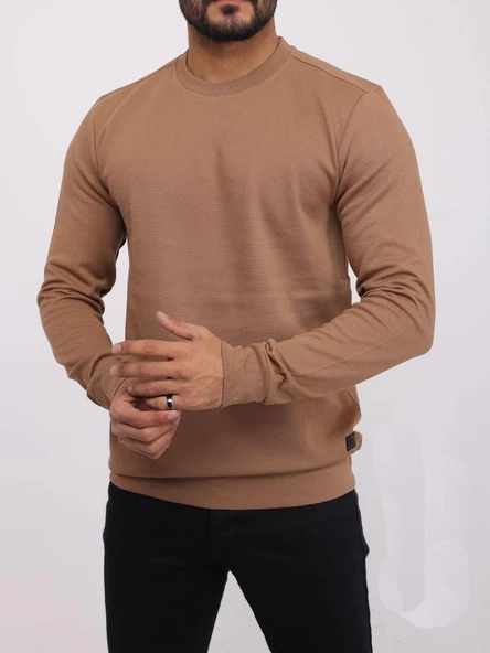 Troy Erkek Slim Fit Uzun Kol Sıfır Yaka Sweatshırt 6964