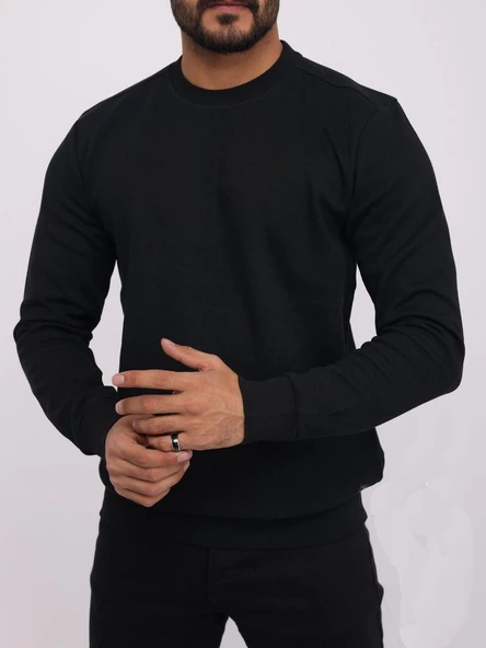 Troy Erkek Slim Fit Uzun Kol Sıfır Yaka Sweatshırt 6965