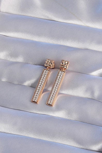 XUPİNG Rose Renk Zirkon Taşlı Su Yolu Küpe - TJ-BKP9353 - Resim 2