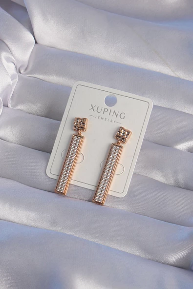 XUPİNG Rose Renk Zirkon Taşlı Su Yolu Küpe - TJ-BKP9353 ürün görseli
