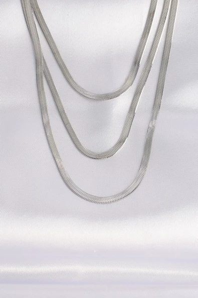 316L Çelik İtalyan Zincir Gümüş Renk Çoklu Kolye - TJ-BKO8698 ürün görseli