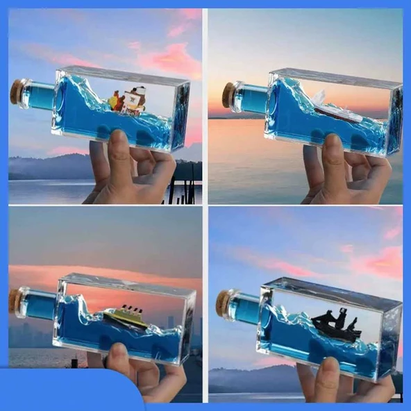 Batmayan Gemi Şişe Akvaryum ürün görseli 1