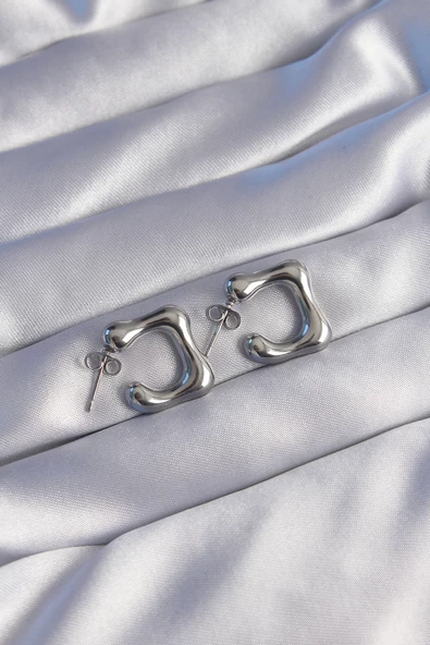 316L Çelik Gümüş Renk Minimal Bubble Küpe - TJ-BKP9042 ürün görseli