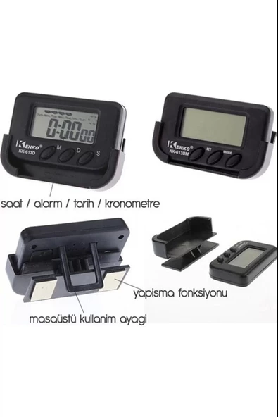 Dijital Mini Masa Araba Saati Kronometre - 2