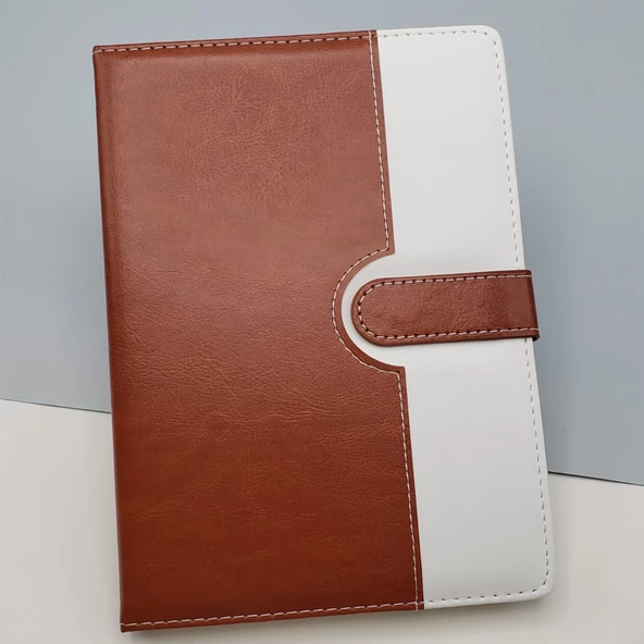 Çizgili Termo Deri Defter Kahverengi ürün görseli 1