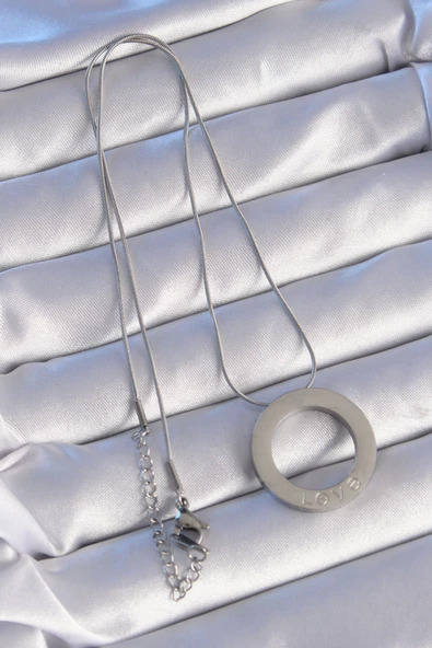 316L Çelik Gümüş Renk Zirkon Taşlı Cartier Model Kolye - TJ-BKO8884 - Resim 4