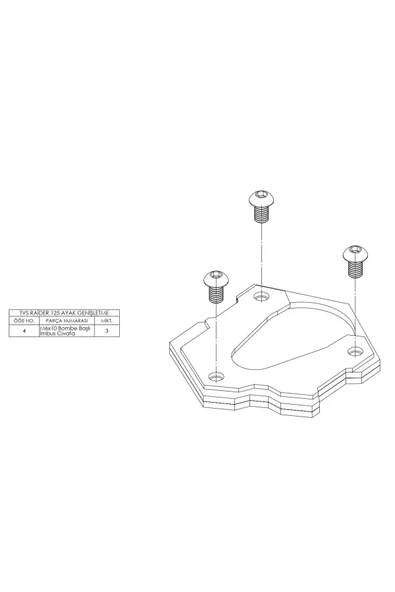 MotoÜçel Tvs Raider 125 Ayak Genişletme Gri Siyah - 2
