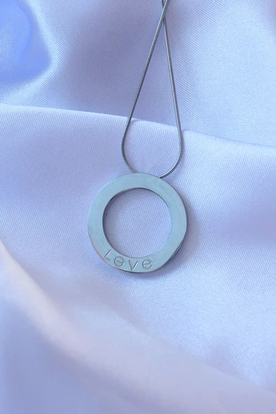 316L Çelik Gümüş Renk Zirkon Taşlı Cartier Model Kolye - TJ-BKO8884 - Resim 3