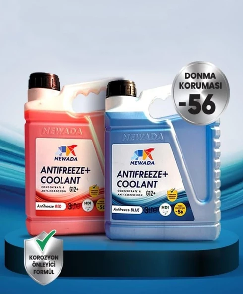 OTO MOTTO NEWADA Süper Mavi ve Kırmızı Antifiriz -56°c 3'er Litre