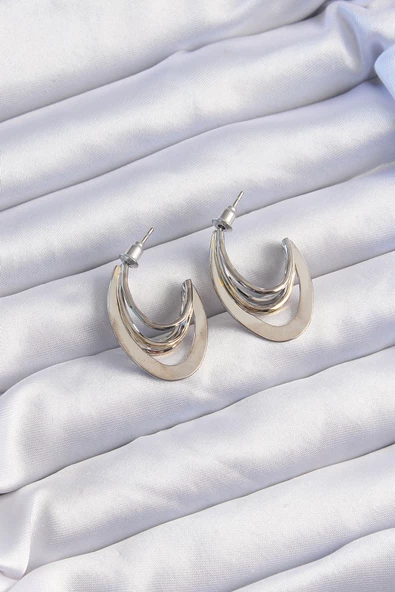 Pirinç Gold Gümüş Renkli Düz Plaka Halka Küpe - TJ-BKP9229 ürün görseli