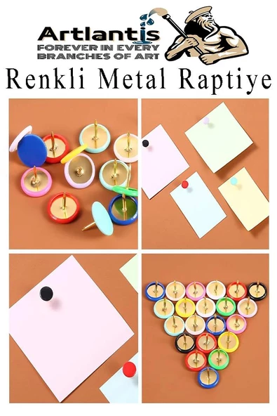 Yeşil Raptiye 150 Adet 1 Paket Renkli Pvc Kaplı Başlıklı Raptiye Plastik Yuvarlak Düğmeli Raptiye Pano Okul Ofis Büro Ev - 4