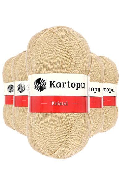 5 Adet Kristal Çift Katlı El Örgü Lif İpi Sütlü Kahve K884 - 1
