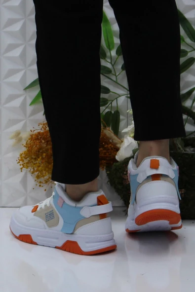 M.P 242-2063 Beyaz Mavi Rahat Orijinal Ürün Bilekli Kadın Spor Ayakkabı - Resim 4