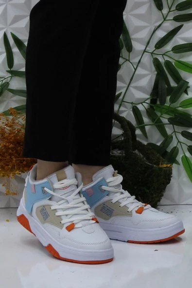 M.P 242-2063 Beyaz Mavi Rahat Orijinal Ürün Bilekli Kadın Spor Ayakkabı - Resim 2