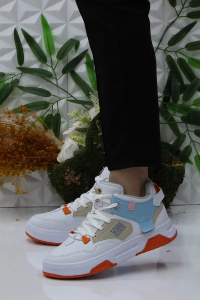 M.P 242-2063 Beyaz Mavi Rahat Orijinal Ürün Bilekli Kadın Spor Ayakkabı - Resim 3