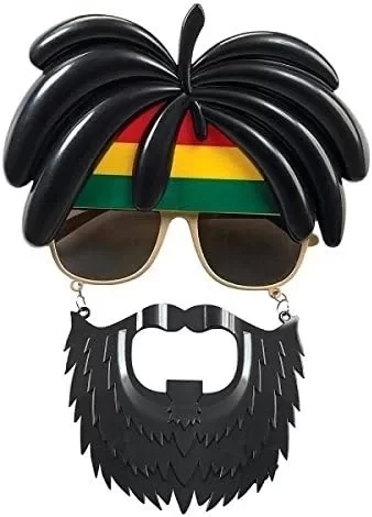 Rasta Peruklu Rasta Sakallı Bob Marley Bıyıklı Parti Gözlüğü 27x18 Cm - 3