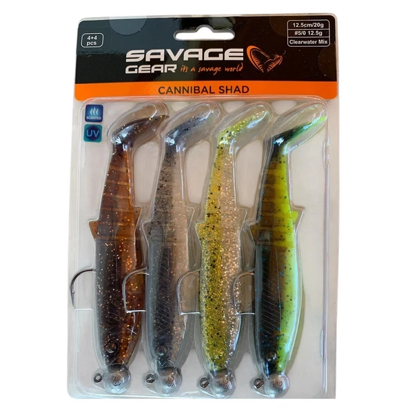 Savage Gear Cannibal Shad 12.5cm 20gr+12.5gr #5/0 Clear Water 4+4 Adet Silikon Seti - 2