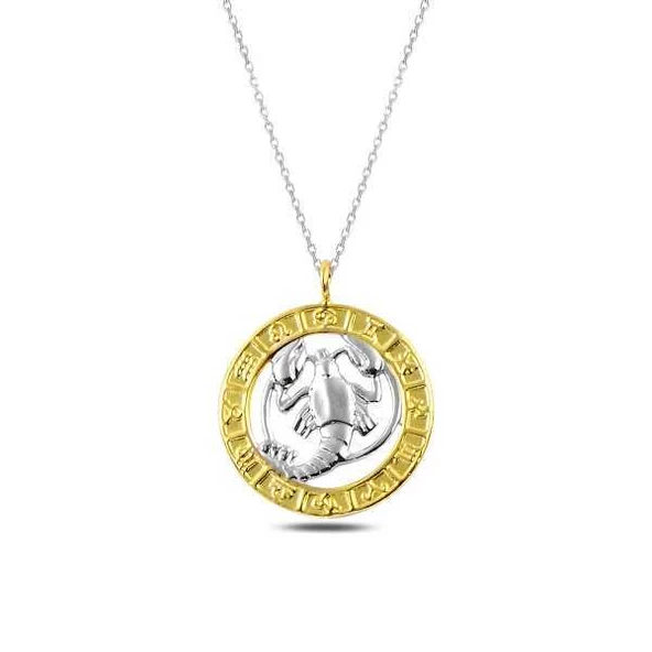 925 Ayar Gümüş Gold Yengeç Burcu Kadın Gümüş Kolye