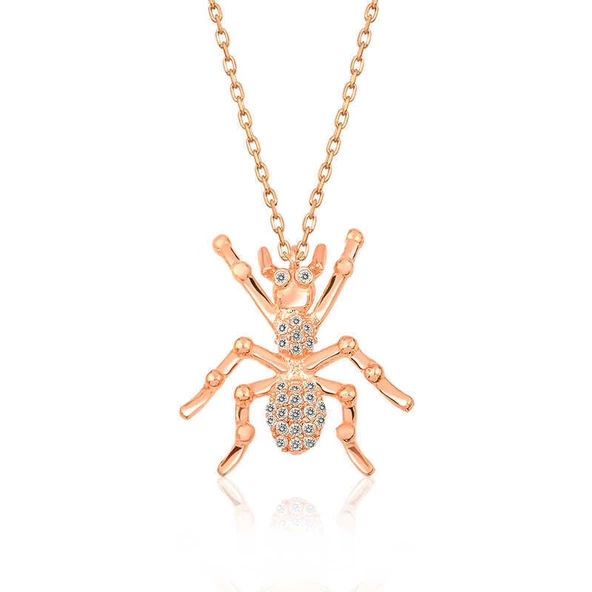 925 Ayar Gümüş Rose Örümcek Kadın Gümüş Kolye ürün görseli 1
