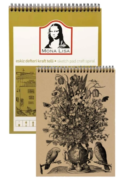 Spralli Eskiz Defteri Kraft A4 1 Adet Telli Kraft Eskiz Defteri 120 gr 50 Yaprak Karakalem Defteri Südor Monalisa