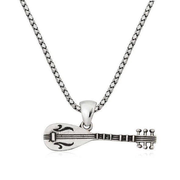 925 Ayar Gümüş Saz Erkek Gümüş Kolye ürün görseli 1