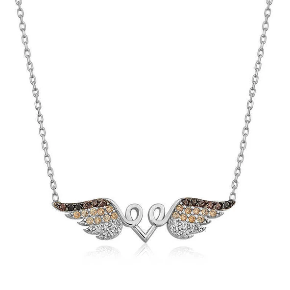 925 Ayar Gümüş Kanatlı Kalp Kadın Gümüş Kolye ürün görseli 1