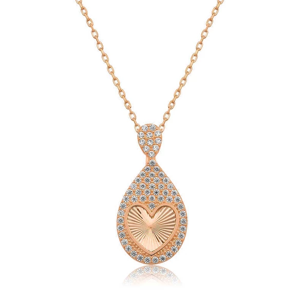 925 Ayar Gümüş Damla Kalp Kadın Gümüş Kolye ürün görseli 1