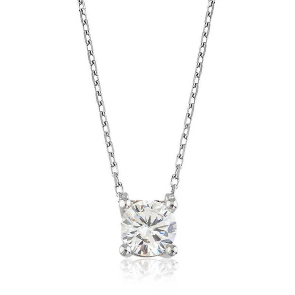 925 Ayar Gümüş Tek Taş Kadın Gümüş Kolye ürün görseli 1