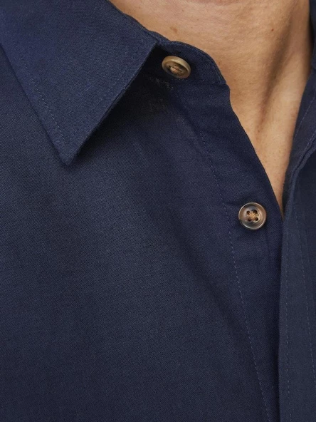 JJESUMMER LINEN BLEND SHIRT LS SN Navy Navy M - 4