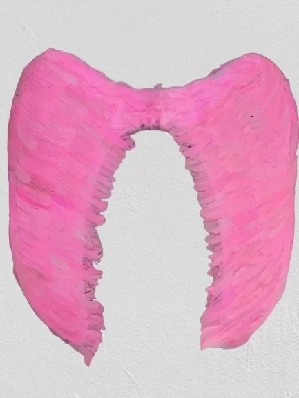 Mega Boy Pembe Renk Tüylü Melek Kanadı 100x85 Cm - 3